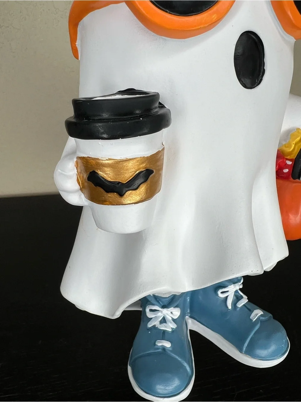 NEW 10” Halloween Ghost Girl with Orange Bow & Sunglasses with Coffee